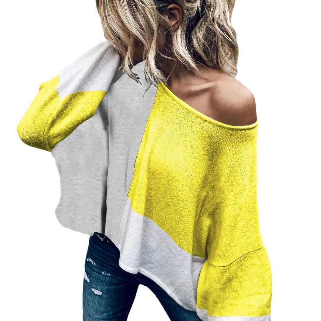 Damen Oversized-Pullover Kontrastfarben Norvielle
