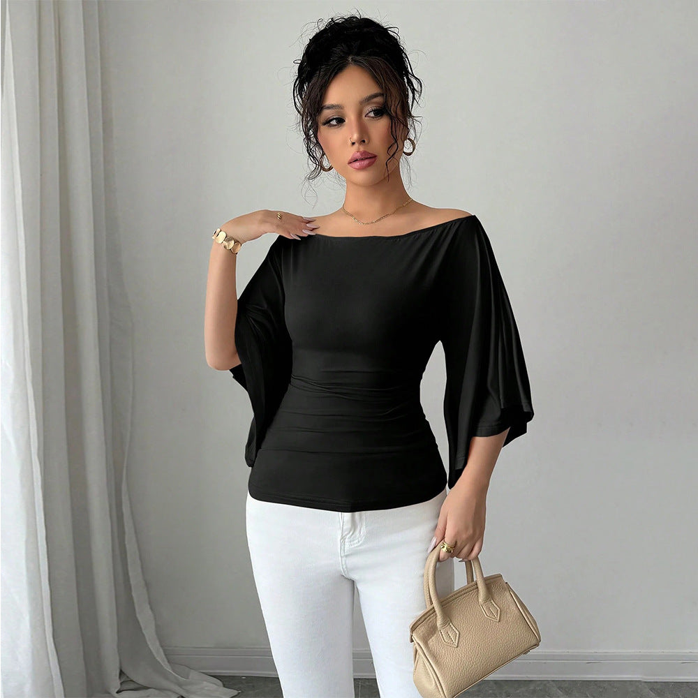 Damen Off-Shoulder- Weite Ärmel Figurformend Norvielle