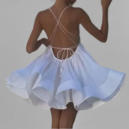 Damen Sommerkleid V-Ausschnitt Verspieltes Saumdesign