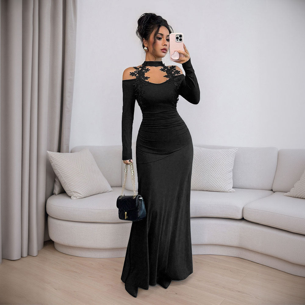 Damen Abendkleid Figurbetont Schulterfrei Floral Norvielle - Norvielle