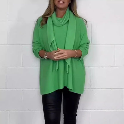 Damen Pullover Relaxed Fit mit Schal Norvielle
