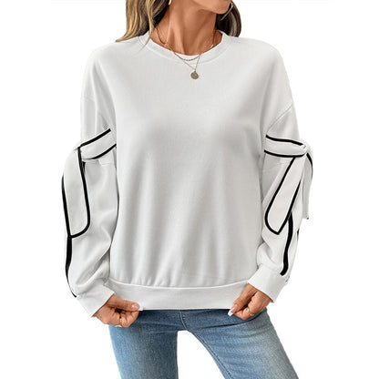 Damen Sweatshirt Streifen Norvielle Schleifendesign