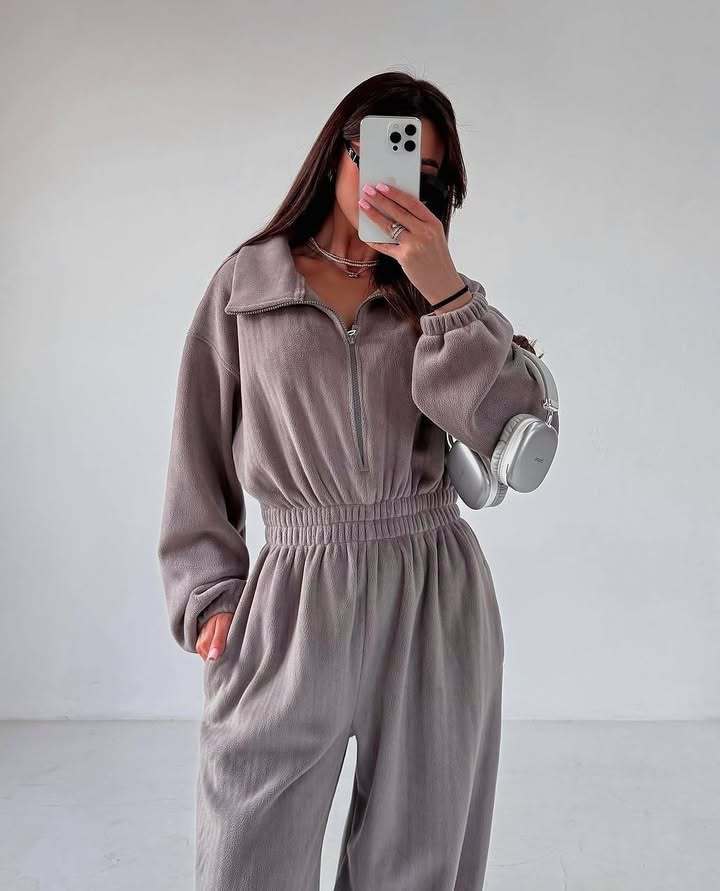 Damen Fleece-Overall Reißverschluss Bequem Norvielle