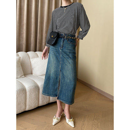 Damen Langarmshirt Gestreift Rundhalsausschnitt Bequem Norvielle