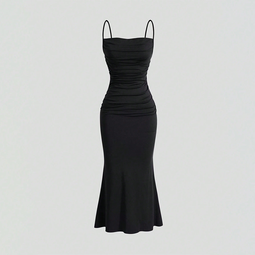 Damen Maxikleid Schulterfrei Raffungen Norvielle - Norvielle