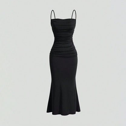 Damen Maxikleid Schulterfrei Raffungen Norvielle - Norvielle