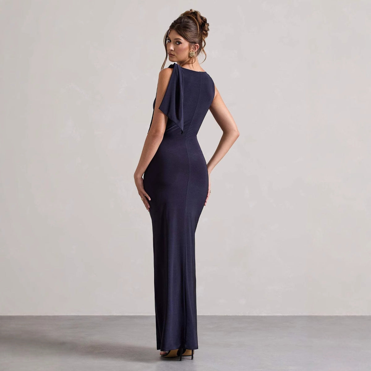 Damen Maxikleid Asymmetrischer Träger Figurbetonter Schnitt Norvielle