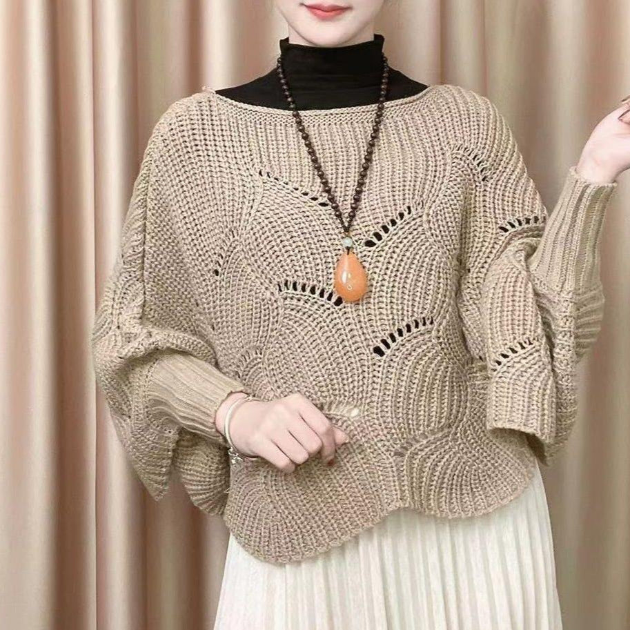 Damen Strickpullover Luftiger Look Lochmuster Norvielle
