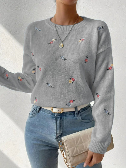 Damen Pulli Floral Stickerei Lässig Norvielle
