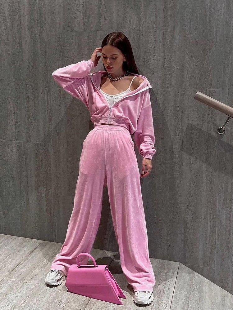 Damen Sportanzug Velours Elastisch Norvielle