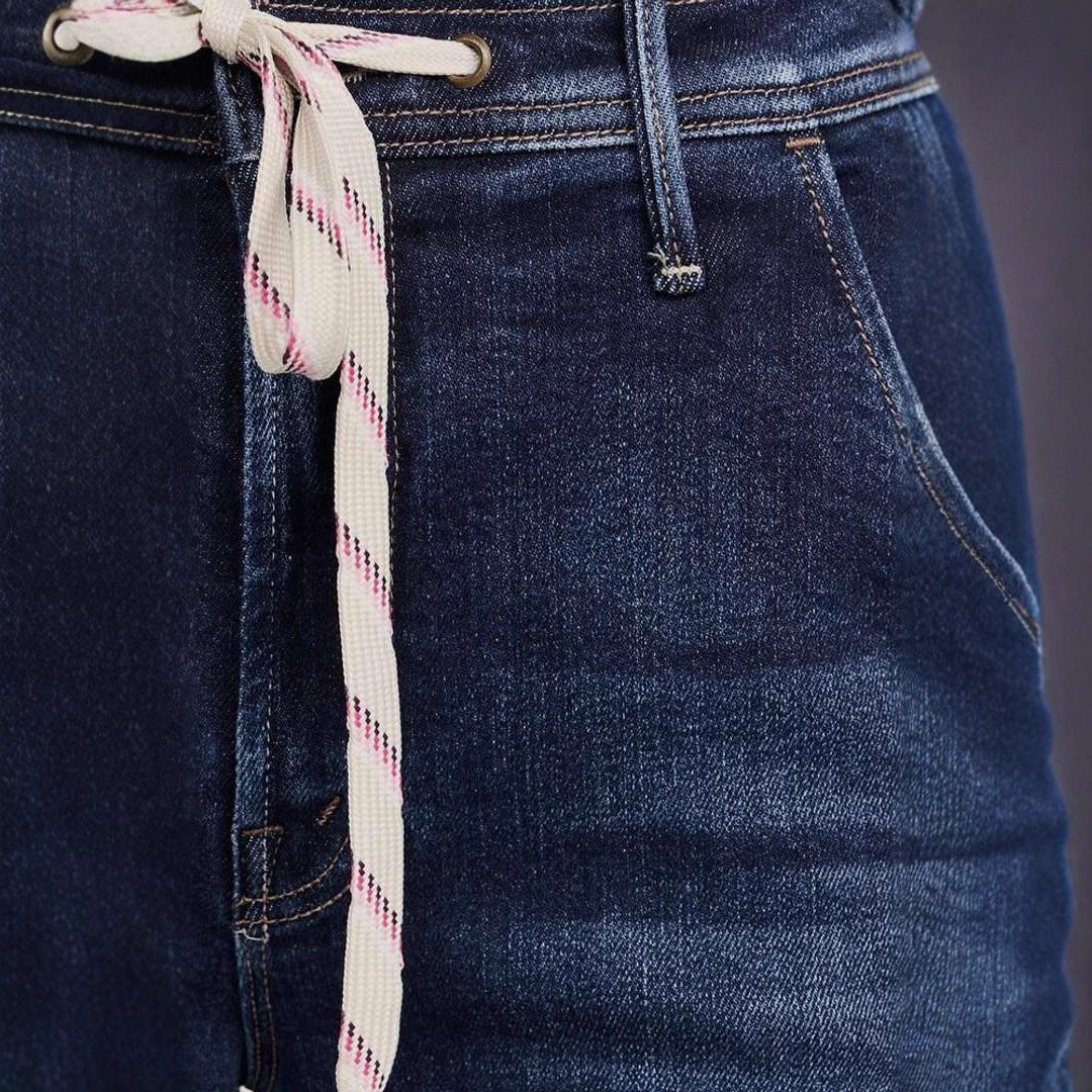 Damen Weite Jeans Verstellbarer Bund Trendiges Design Norvielle