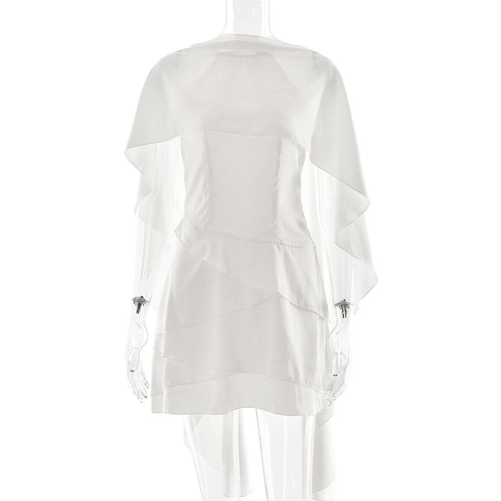 Damen Elegantes Mini-Kleid mit Drapierung und Cape-Detail