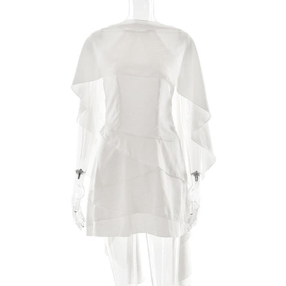 Damen Elegantes Mini-Kleid mit Drapierung und Cape-Detail