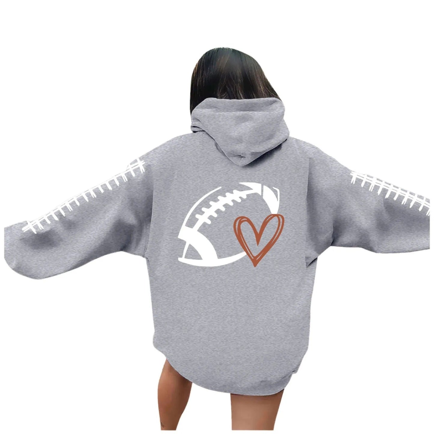 Damen Kapuzenpullover Football-Motiv Lässiger Schnitt