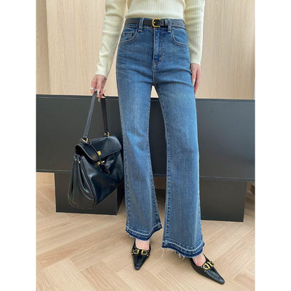 Damen High-Waist Flare Jeans mit Dekor-Nähten Schwarz - Norvielle