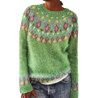 Damen Strickpullover Lebendiges Muster Komfortschnitt Norvielle