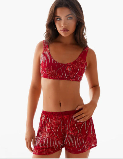 Damen Bikini-Set Glitzernde Blumen Details Figurbetonter Schnitt