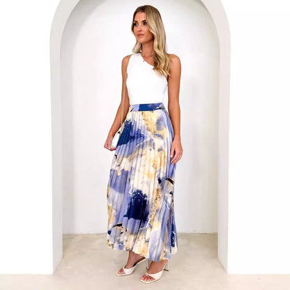 Damen Plissee-Rock Florales Muster Elastischer Bund