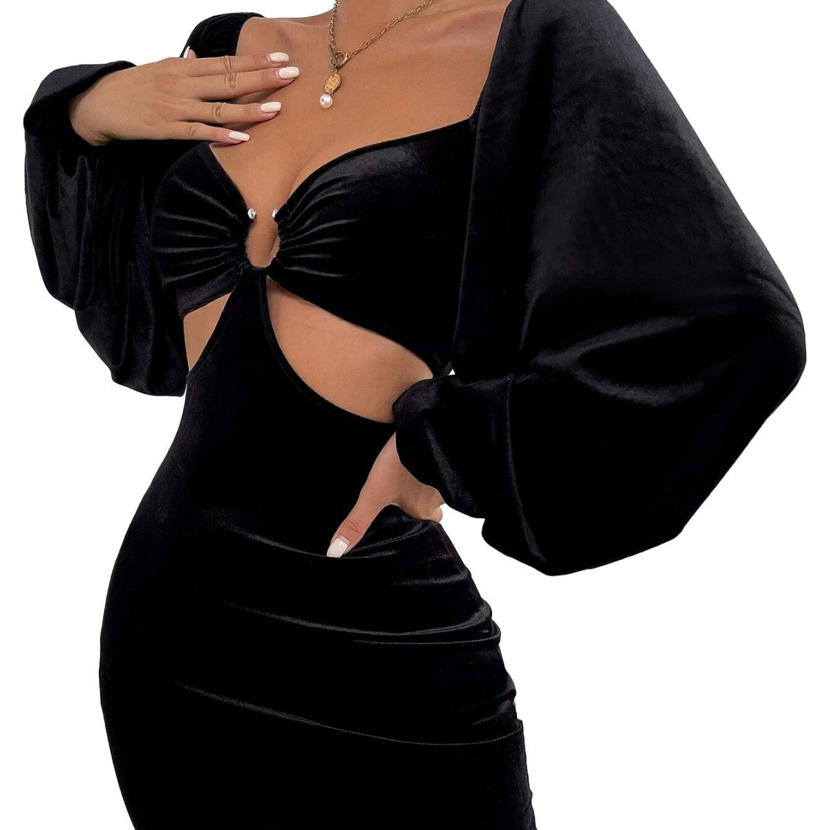 Damen Cocktailkleid Figurschmeichelnder Schnitt Puffärmel Norvielle