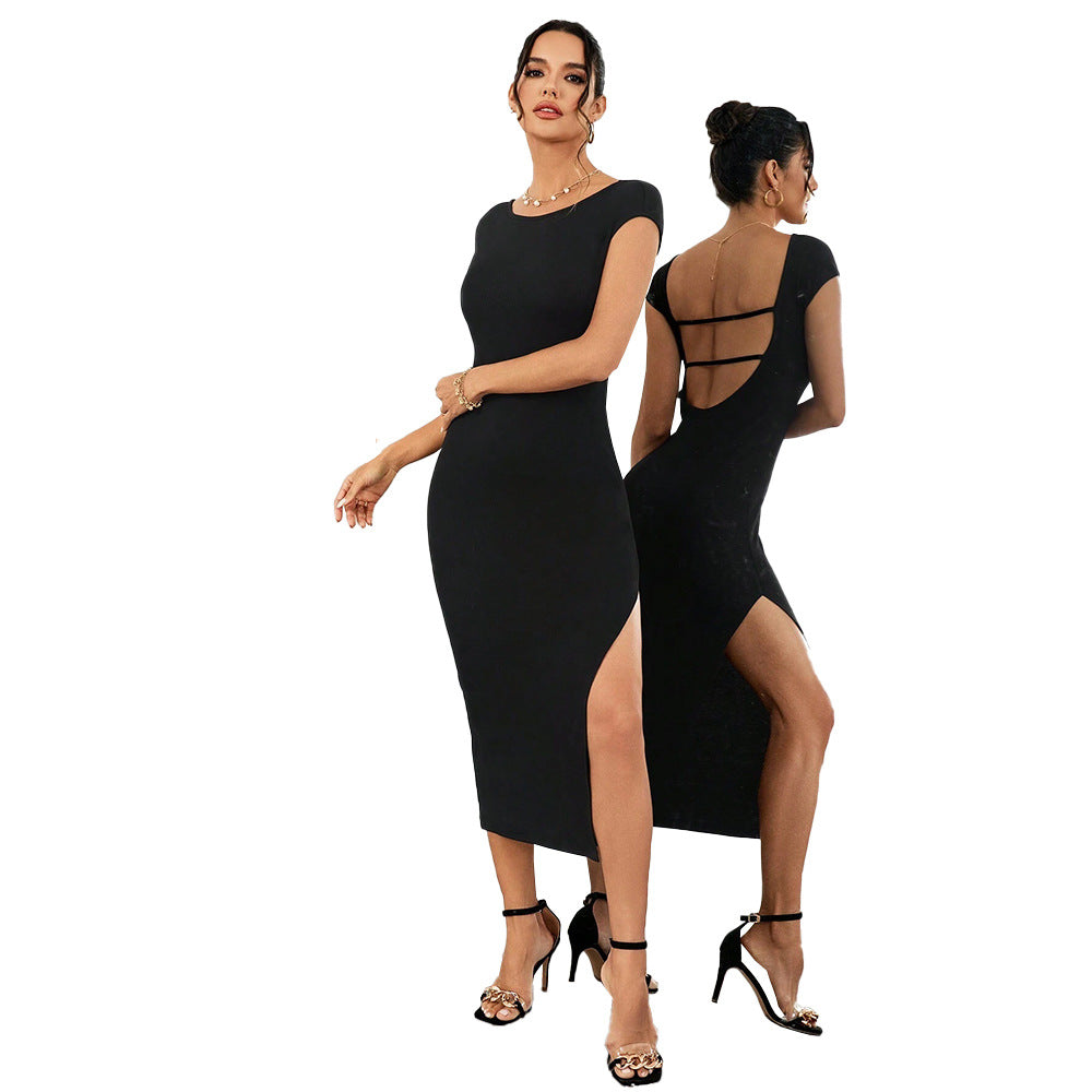 Damen Midi-Kleid mit Seitenschlitz und Eleganter Rückenpartie