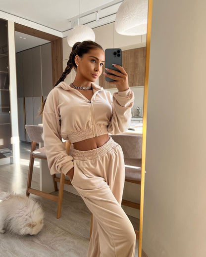 Damen Jumpsuit Cropped Oberteil Weites Bein Norvielle