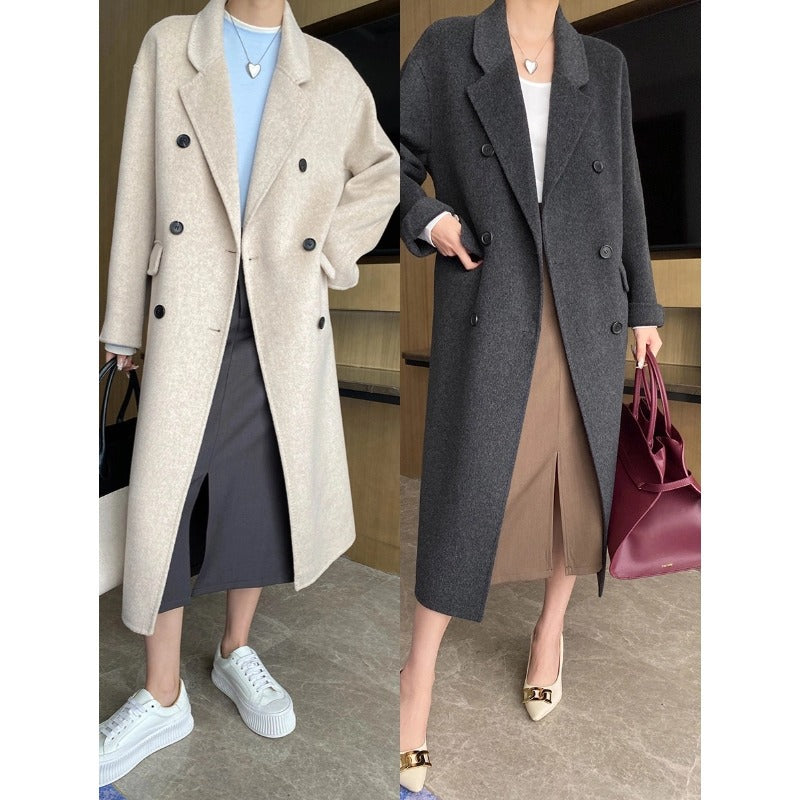 Damen Wollmantel Doppelreihig Oversized Norvielle