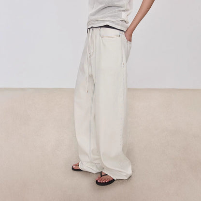 Damen Denim-Culotte Weit mit hohem Bund und Gummizug