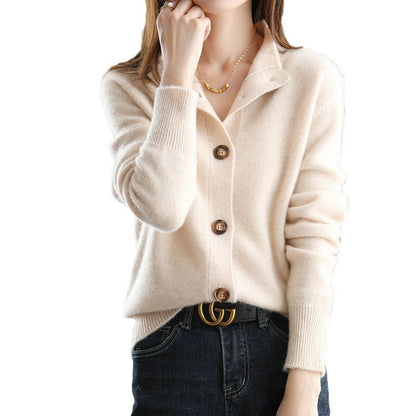 Damen Strickpullover Große Knöpfe Norvielle