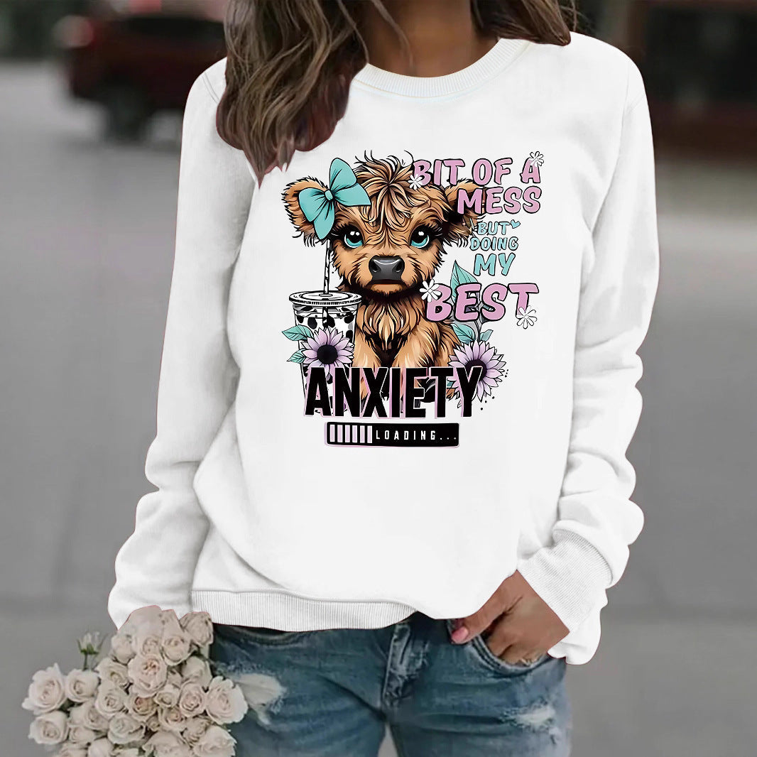 Damen Sweatshirt Hundedesign Motiv Weich Schwarz - Norvielle