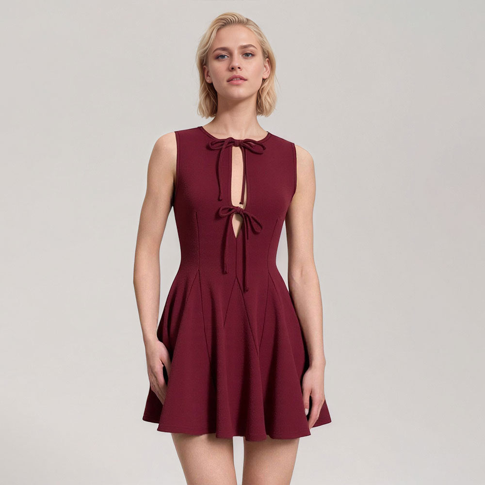 Damen Minikleid Tiefes Dekolleté Bindeband