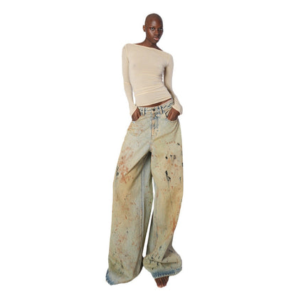 Damen Weite Jeans Kunstwerk-Design Norvielle