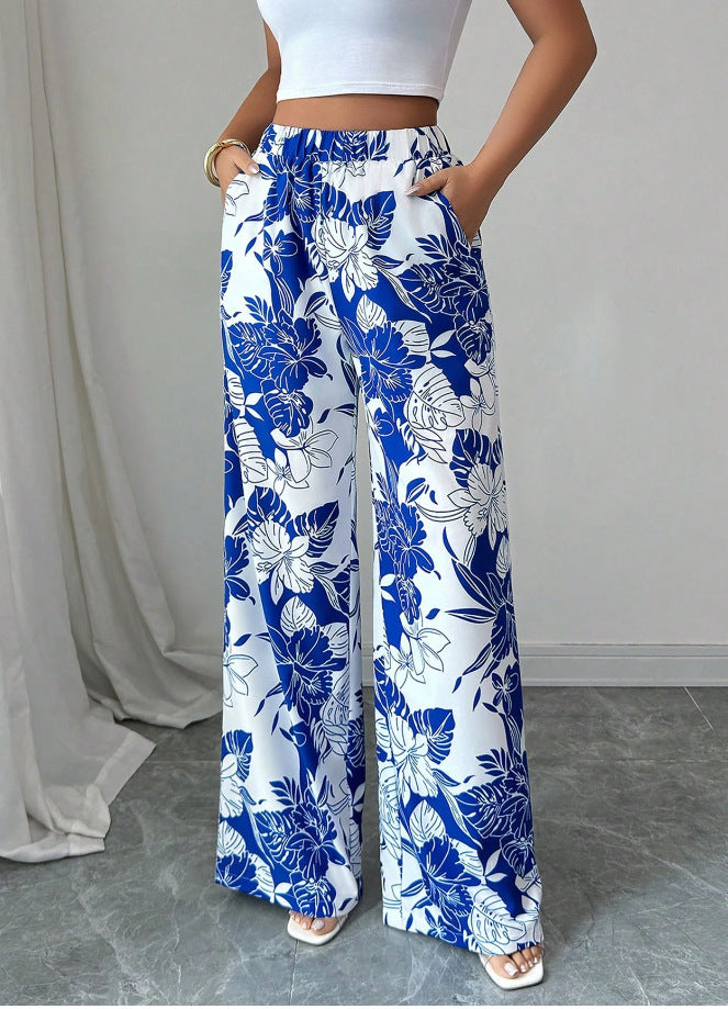 Damen Palazzo-Hose Florales Design Hochtailliert Norvielle