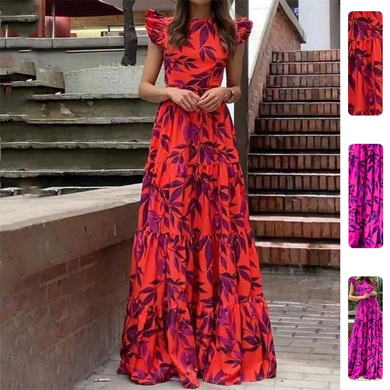 Damen Maxikleid Rüschendetails Florales Design - Norvielle