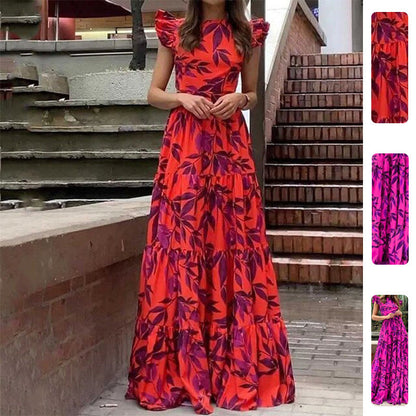 Damen Maxikleid Rüschendetails Florales Design - Norvielle