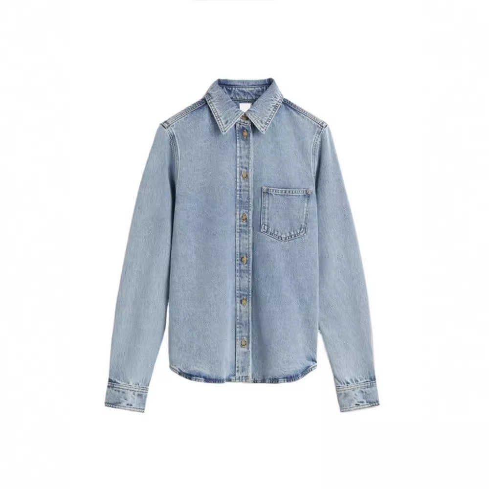 Damen Jeanshemd Lässiger Schnitt