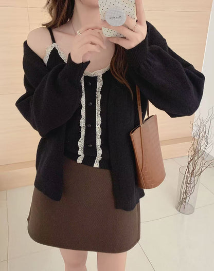 Damen Strickshirt Spitzenbesatz Lässiger Schnitt Norvielle