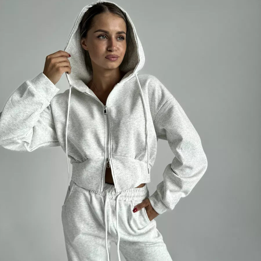 Damen Sport Set Cropped Hoodie und Jogginghose Norvielle