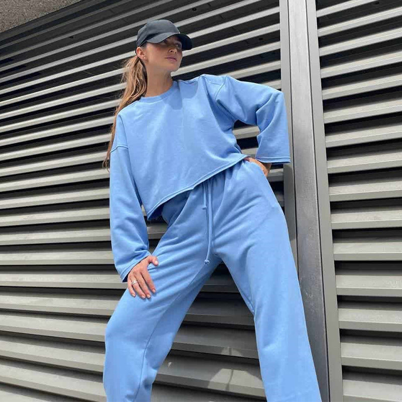 Damen Freizeitanzug Hochtaillierter Elastischer Bund Schwarz - Norvielle