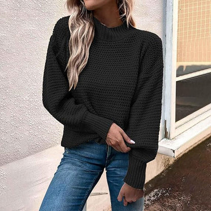 Damen Strickpullover Hochkragen Strukturmasche Norvielle