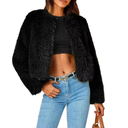 Damen Fleecejacke Fell-Design Voluminöse Ärmel Norvielle