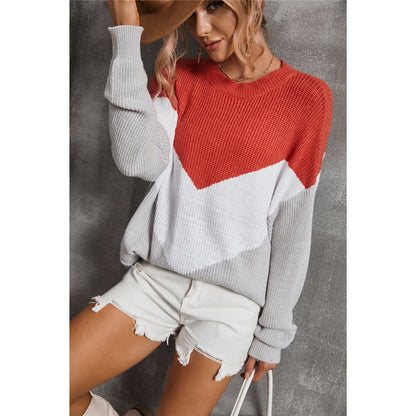 Damen Strickpullover V-Ausschnitt Grafikdesign Norvielle