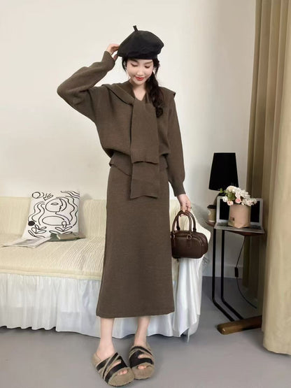 Damen Strickensemble Eleganter Kragen Norvielle