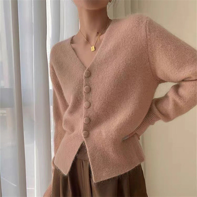 Damen Strickcardigan V-Ausschnitt Knöpfe Norvielle