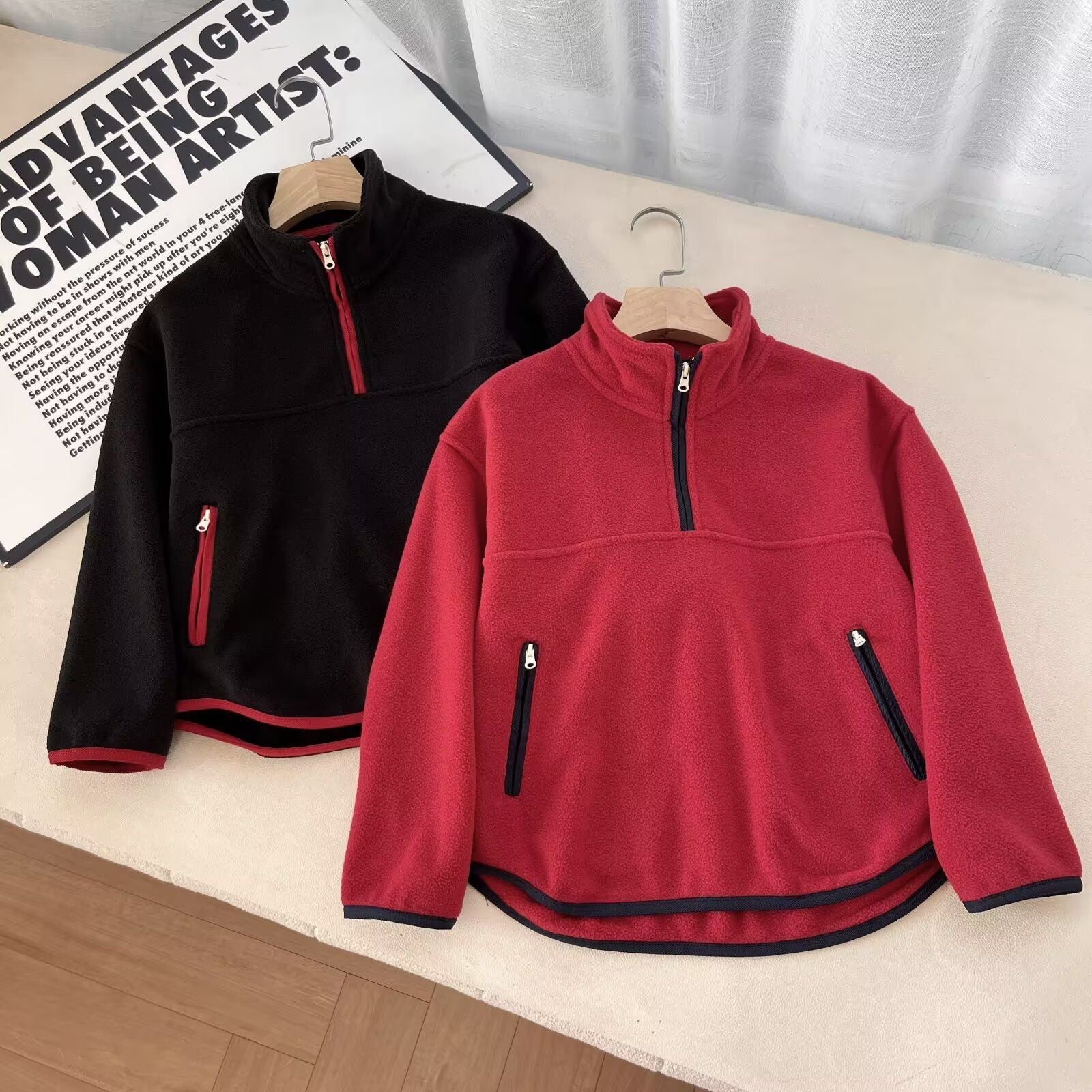 Damen Fleece-Pullover Hochkragen Reißverschlusstaschen Norvielle - Norvielle
