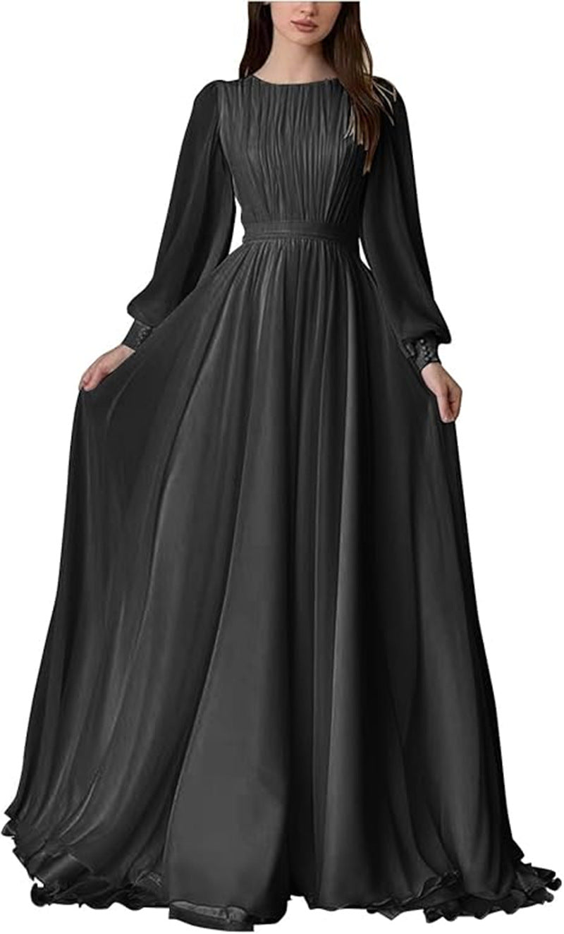 Damen Maxi-Kleid Langärmlig Spitze