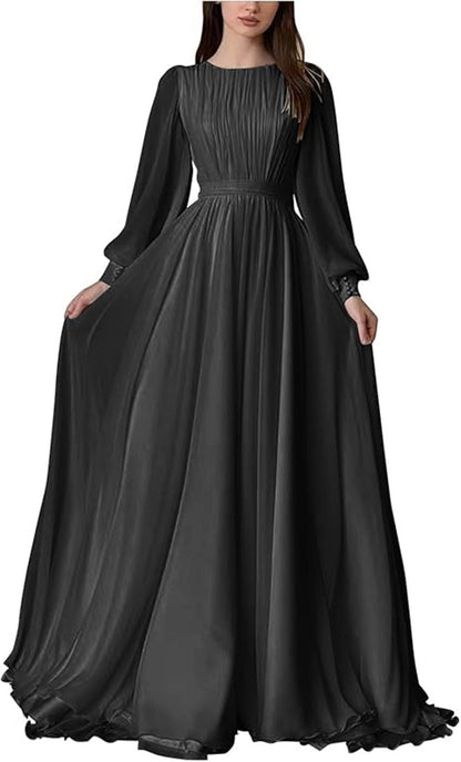 Damen Maxi-Kleid Langärmlig Spitze