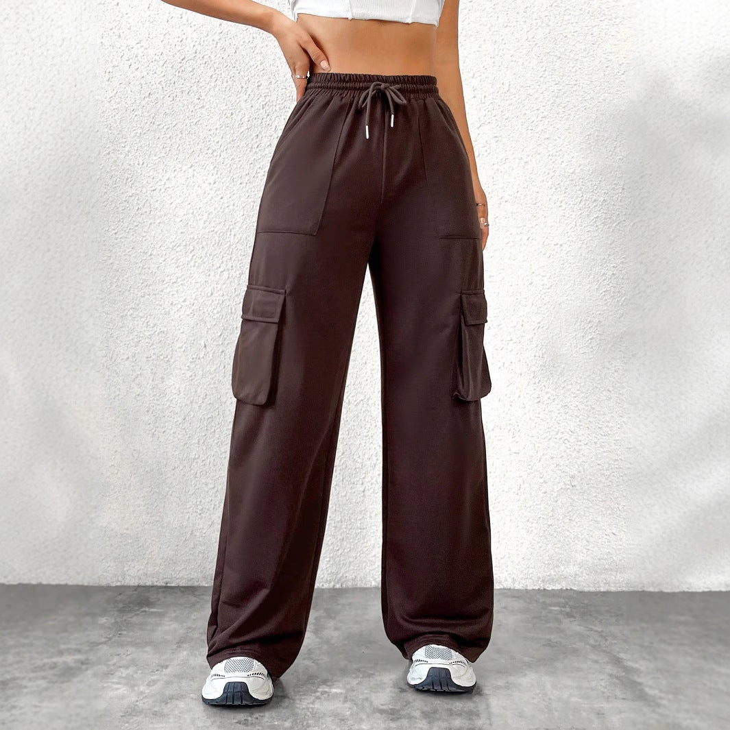 Damen Cargo-Hose Lässiger Freizeitschnitt Praktische Taschen Beige - Norvielle