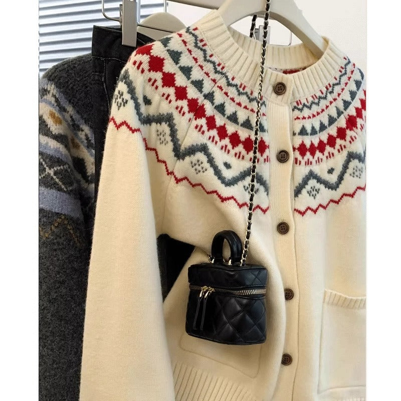 Damen Strickjacke traditionelles Muster Norvielle