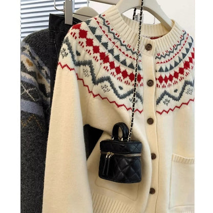 Damen Strickjacke traditionelles Muster Norvielle