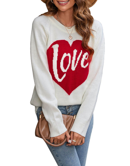 Damen Strickpullover Herz-Design